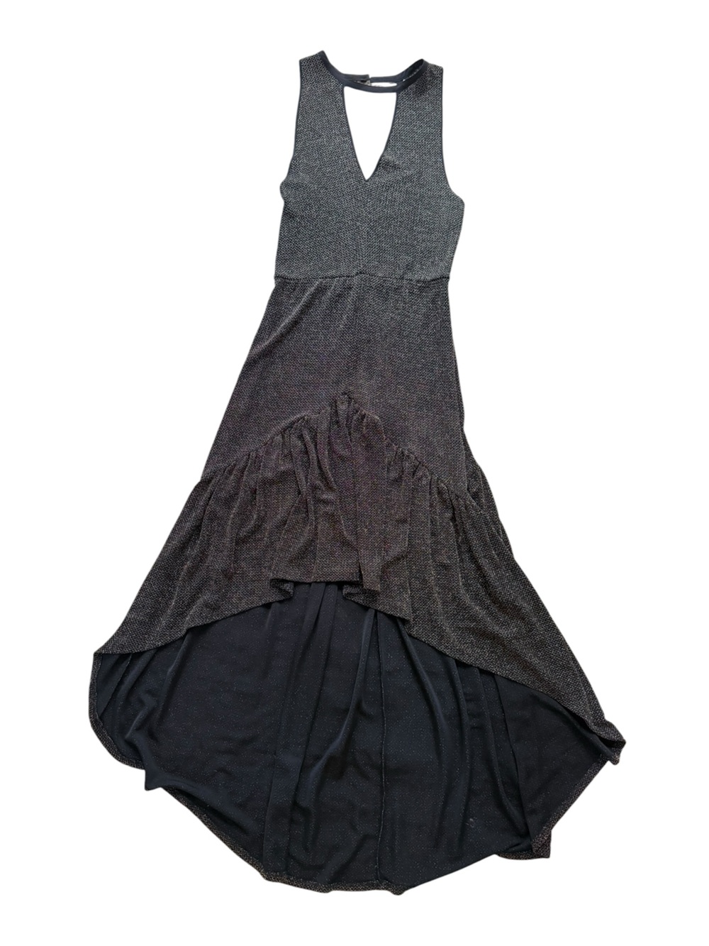 Ecote Urban Outfitters Black Gold Metallic Open Back Maxi Dress 6